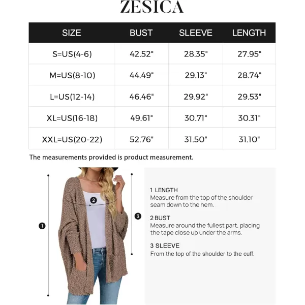 ZESICA Womens 2024 Fall Winter Popcorn Long Sleeve Open Front Chunky Knit Oversized Cardigan Sweater CoatMocha