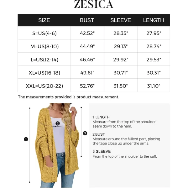ZESICA Womens 2024 Fall Winter Popcorn Long Sleeve Open Front Chunky Knit Oversized Cardigan Sweater CoatMustard