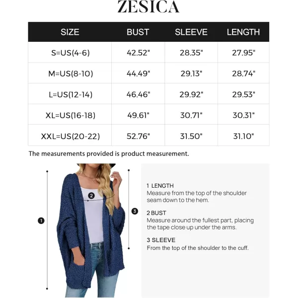 ZESICA Womens 2024 Fall Winter Popcorn Long Sleeve Open Front Chunky Knit Oversized Cardigan Sweater CoatNavy