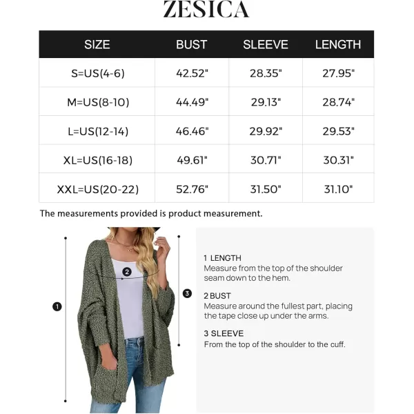 ZESICA Womens 2024 Fall Winter Popcorn Long Sleeve Open Front Chunky Knit Oversized Cardigan Sweater CoatOlive