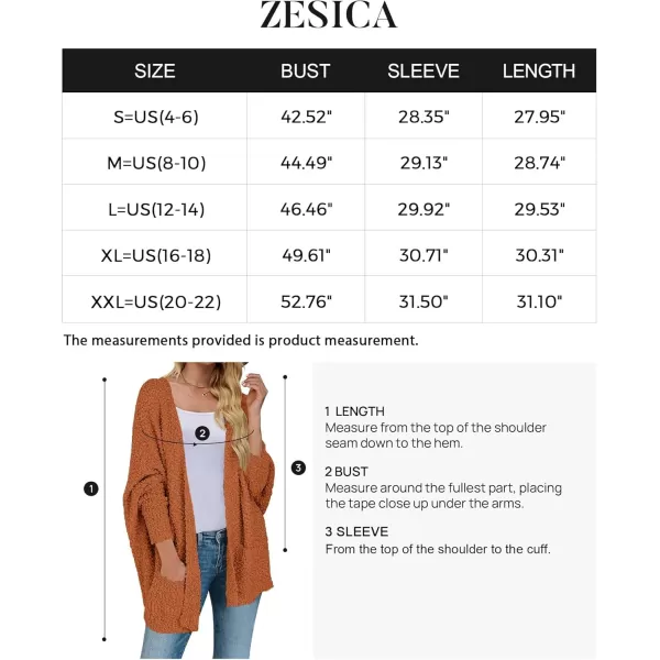 ZESICA Womens 2024 Fall Winter Popcorn Long Sleeve Open Front Chunky Knit Oversized Cardigan Sweater CoatOrange