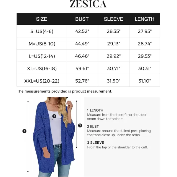 ZESICA Womens 2024 Fall Winter Popcorn Long Sleeve Open Front Chunky Knit Oversized Cardigan Sweater CoatRoyal Blue