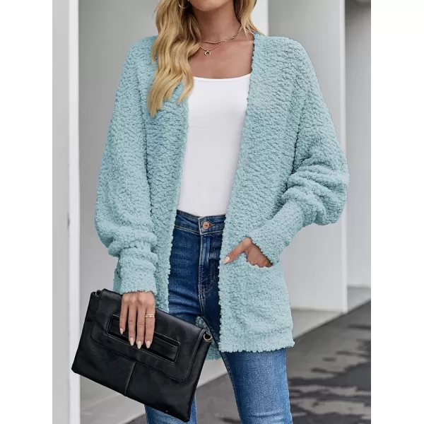 ZESICA Womens 2024 Fall Winter Popcorn Long Sleeve Open Front Chunky Knit Oversized Cardigan Sweater CoatSage