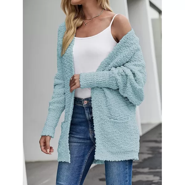 ZESICA Womens 2024 Fall Winter Popcorn Long Sleeve Open Front Chunky Knit Oversized Cardigan Sweater CoatSage