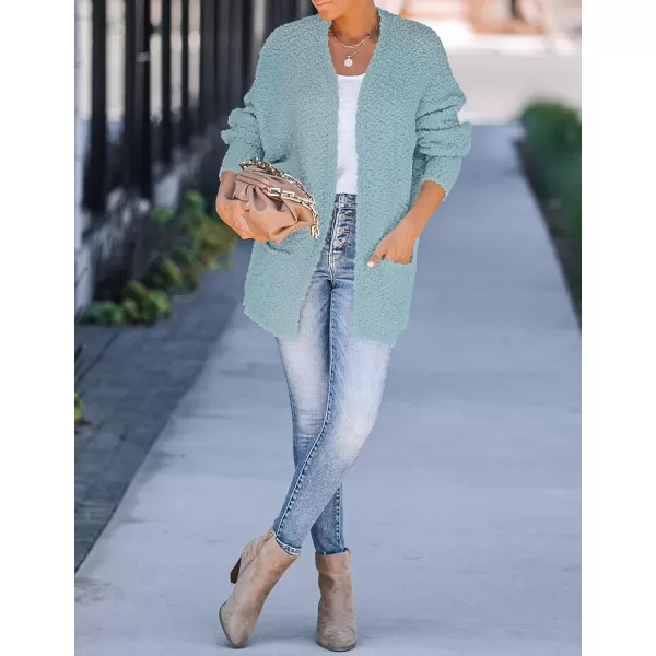 ZESICA Womens 2024 Fall Winter Popcorn Long Sleeve Open Front Chunky Knit Oversized Cardigan Sweater CoatSage
