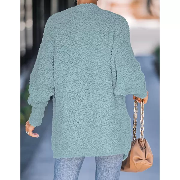 ZESICA Womens 2024 Fall Winter Popcorn Long Sleeve Open Front Chunky Knit Oversized Cardigan Sweater CoatSage