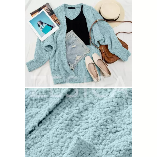 ZESICA Womens 2024 Fall Winter Popcorn Long Sleeve Open Front Chunky Knit Oversized Cardigan Sweater CoatSage