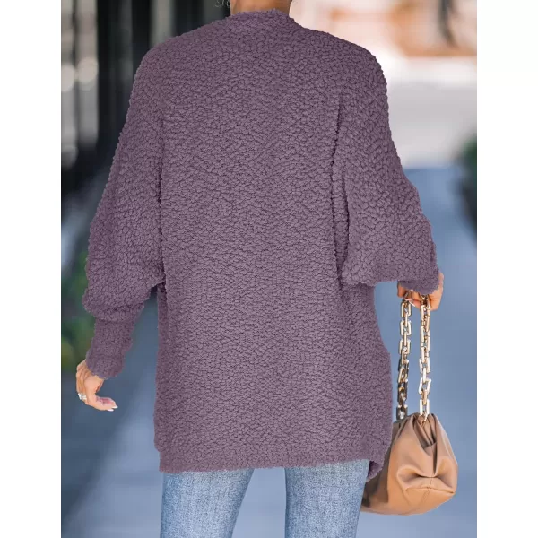 ZESICA Womens 2024 Fall Winter Popcorn Long Sleeve Open Front Chunky Knit Oversized Cardigan Sweater CoatTaro