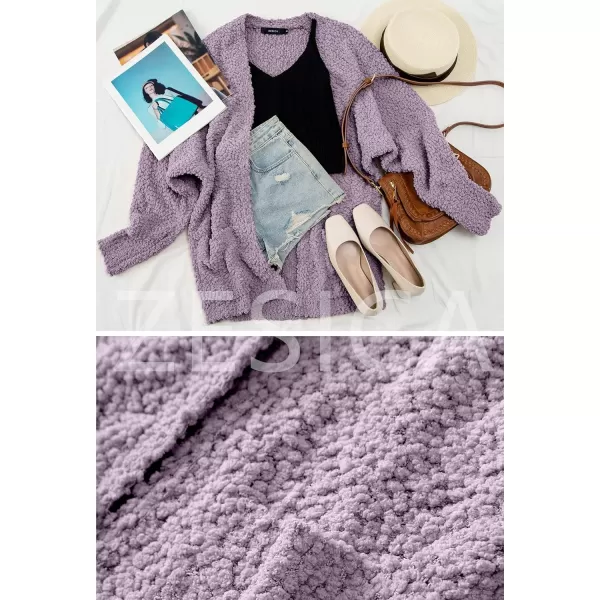 ZESICA Womens 2024 Fall Winter Popcorn Long Sleeve Open Front Chunky Knit Oversized Cardigan Sweater CoatTaro