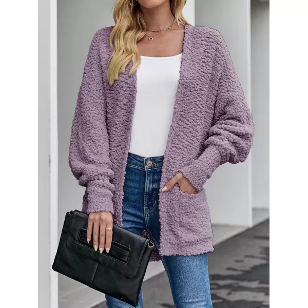 ZESICA Womens 2024 Fall Winter Popcorn Long Sleeve Open Front Chunky Knit Oversized Cardigan Sweater CoatTaro