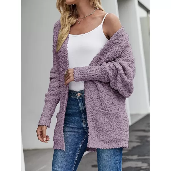 ZESICA Womens 2024 Fall Winter Popcorn Long Sleeve Open Front Chunky Knit Oversized Cardigan Sweater CoatTaro