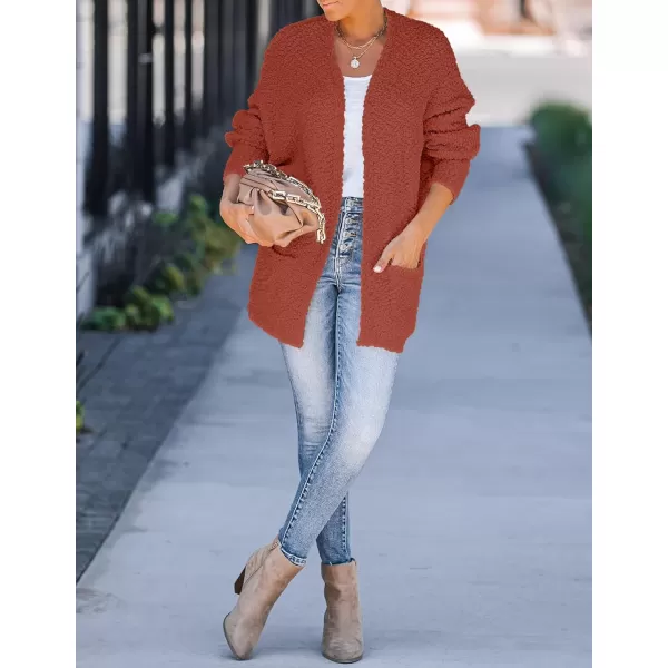 ZESICA Womens 2024 Fall Winter Popcorn Long Sleeve Open Front Chunky Knit Oversized Cardigan Sweater CoatTea Rose