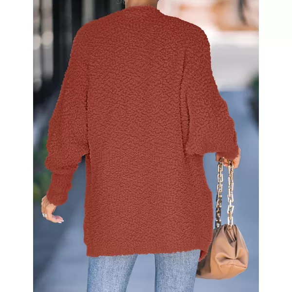 ZESICA Womens 2024 Fall Winter Popcorn Long Sleeve Open Front Chunky Knit Oversized Cardigan Sweater CoatTea Rose