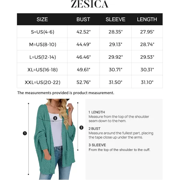 ZESICA Womens 2024 Fall Winter Popcorn Long Sleeve Open Front Chunky Knit Oversized Cardigan Sweater CoatTurquoise