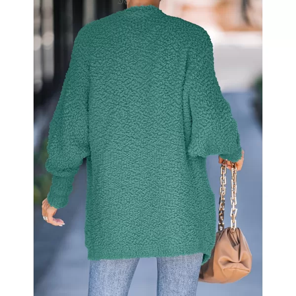ZESICA Womens 2024 Fall Winter Popcorn Long Sleeve Open Front Chunky Knit Oversized Cardigan Sweater CoatTurquoise