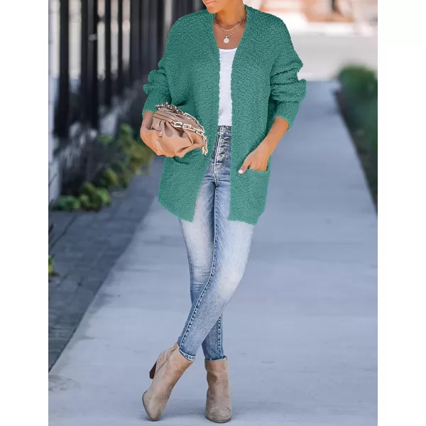 ZESICA Womens 2024 Fall Winter Popcorn Long Sleeve Open Front Chunky Knit Oversized Cardigan Sweater CoatTurquoise