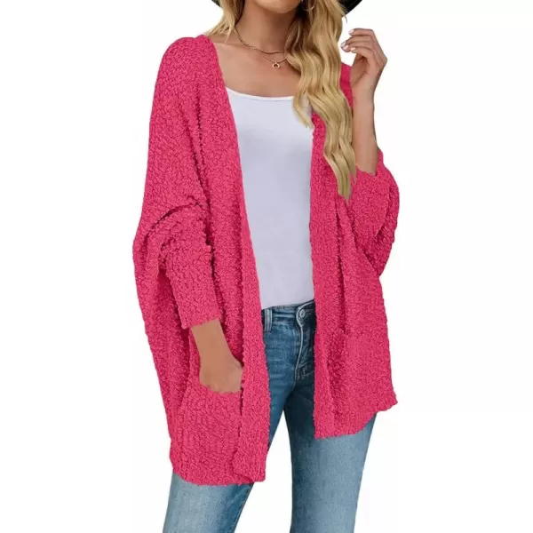 ZESICA Womens 2024 Fall Winter Popcorn Long Sleeve Open Front Chunky Knit Oversized Cardigan Sweater CoatRose