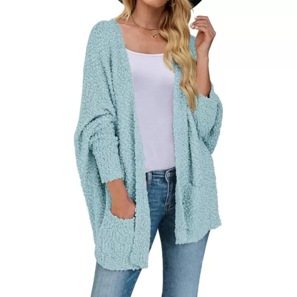 ZESICA Womens 2024 Fall Winter Popcorn Long Sleeve Open Front Chunky Knit Oversized Cardigan Sweater CoatSage