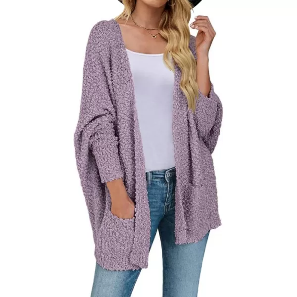 ZESICA Womens 2024 Fall Winter Popcorn Long Sleeve Open Front Chunky Knit Oversized Cardigan Sweater CoatTaro