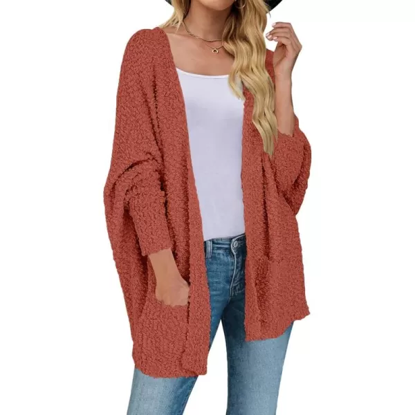 ZESICA Womens 2024 Fall Winter Popcorn Long Sleeve Open Front Chunky Knit Oversized Cardigan Sweater CoatTea Rose