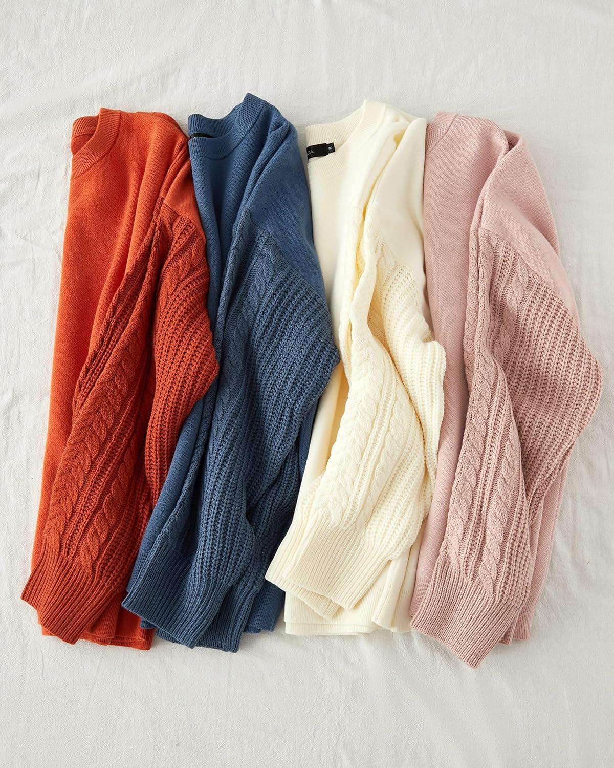 ZESICA Womens 2024 Fall Long Sleeve Crew Neck Solid Color Cable Knit Chunky Casual Oversized Pullover Sweater TopsCoral