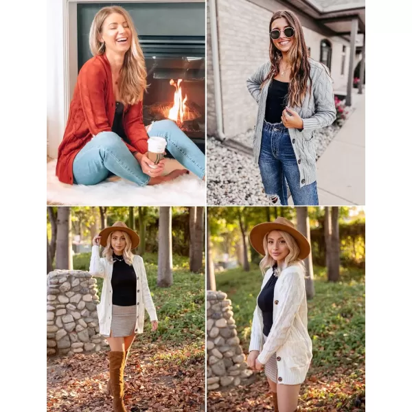 ZESICA Womens 2024 Fall Casual Long Sleeve Button Down Open Front Cable Knit Cardigan Sweater CoatArmygreen