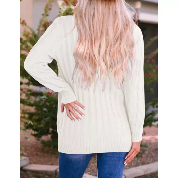 ZESICA Womens 2024 Fall Casual Long Sleeve Button Down Open Front Cable Knit Cardigan Sweater CoatBeige
