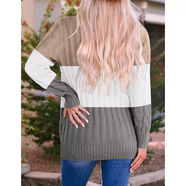 ZESICA Womens 2024 Fall Casual Long Sleeve Button Down Open Front Cable Knit Cardigan Sweater CoatCamel