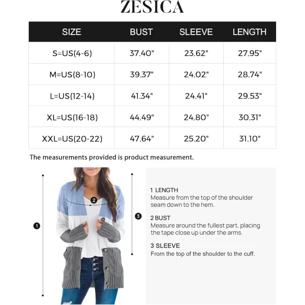 ZESICA Womens 2024 Fall Casual Long Sleeve Button Down Open Front Cable Knit Cardigan Sweater CoatLightblue