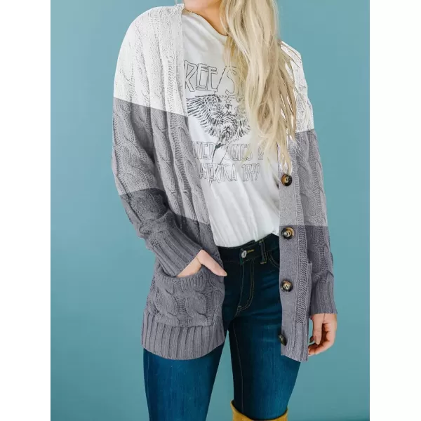 ZESICA Womens 2024 Fall Casual Long Sleeve Button Down Open Front Cable Knit Cardigan Sweater CoatMiddlegrey