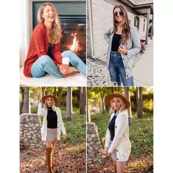ZESICA Womens 2024 Fall Casual Long Sleeve Button Down Open Front Cable Knit Cardigan Sweater CoatNavy