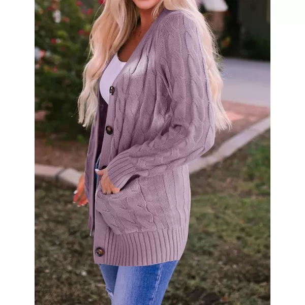 ZESICA Womens 2024 Fall Casual Long Sleeve Button Down Open Front Cable Knit Cardigan Sweater CoatTaro