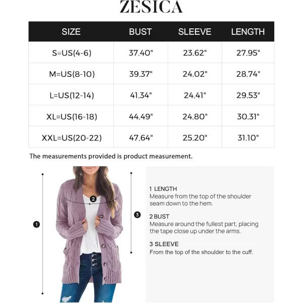 ZESICA Womens 2024 Fall Casual Long Sleeve Button Down Open Front Cable Knit Cardigan Sweater CoatTaro