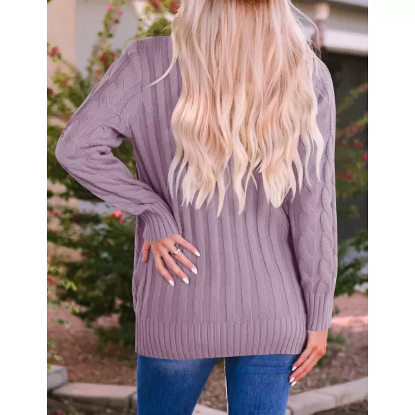 ZESICA Womens 2024 Fall Casual Long Sleeve Button Down Open Front Cable Knit Cardigan Sweater CoatTaro
