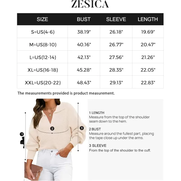 ZESICA Womens 2024 Fall Lapel Collar V Neck Long Sleeve Ribbed Knit Comfy Loose Casual Pullover Sweater Jumper TopBeige