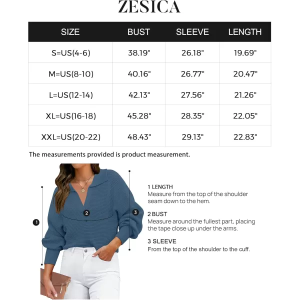 ZESICA Womens 2024 Fall Lapel Collar V Neck Long Sleeve Ribbed Knit Comfy Loose Casual Pullover Sweater Jumper TopBlue