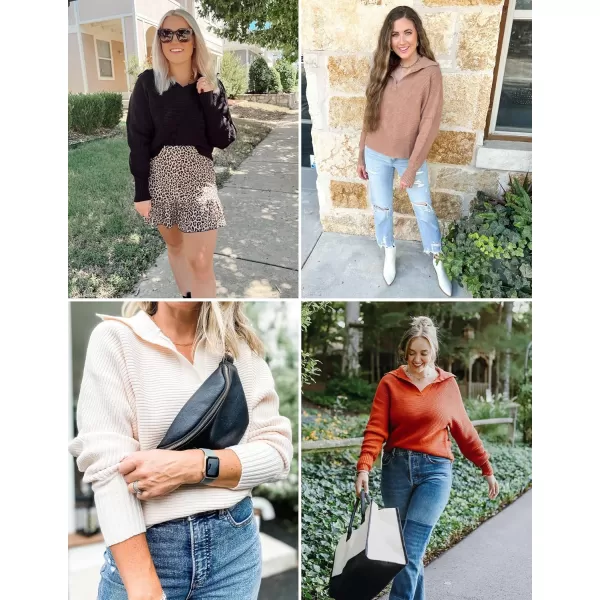 ZESICA Womens 2024 Fall Lapel Collar V Neck Long Sleeve Ribbed Knit Comfy Loose Casual Pullover Sweater Jumper TopBlue