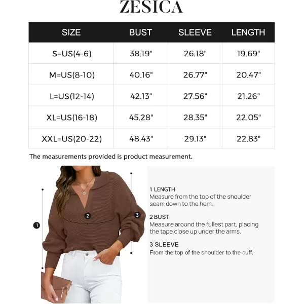 ZESICA Womens 2024 Fall Lapel Collar V Neck Long Sleeve Ribbed Knit Comfy Loose Casual Pullover Sweater Jumper TopCoffee