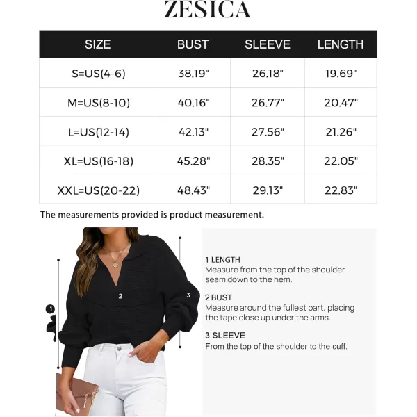 ZESICA Womens 2024 Fall Lapel Collar V Neck Long Sleeve Ribbed Knit Comfy Loose Casual Pullover Sweater Jumper TopDarkblack