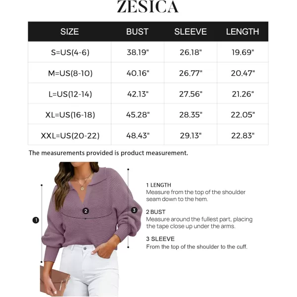 ZESICA Womens 2024 Fall Lapel Collar V Neck Long Sleeve Ribbed Knit Comfy Loose Casual Pullover Sweater Jumper TopDarkpurple