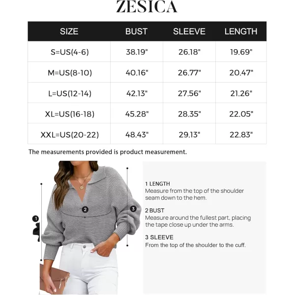 ZESICA Womens 2024 Fall Lapel Collar V Neck Long Sleeve Ribbed Knit Comfy Loose Casual Pullover Sweater Jumper TopGrey