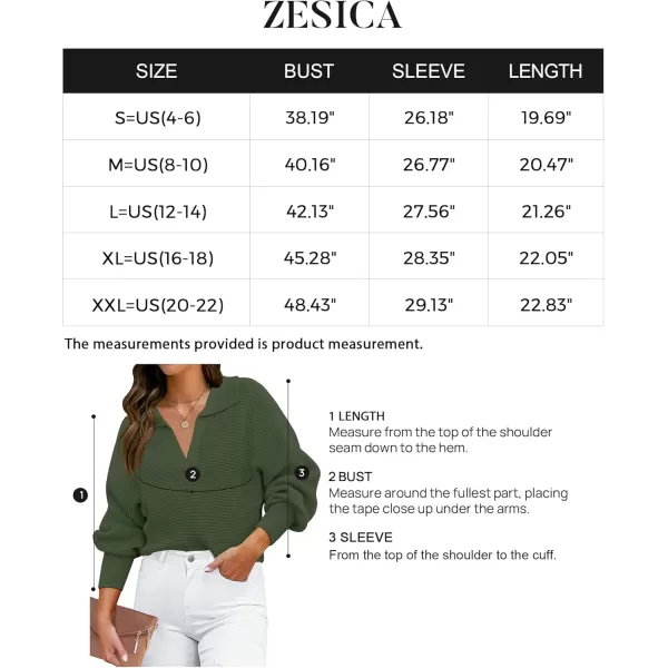 ZESICA Womens 2024 Fall Lapel Collar V Neck Long Sleeve Ribbed Knit Comfy Loose Casual Pullover Sweater Jumper TopOlive