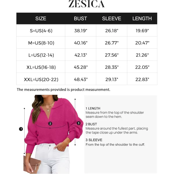 ZESICA Womens 2024 Fall Lapel Collar V Neck Long Sleeve Ribbed Knit Comfy Loose Casual Pullover Sweater Jumper TopRose