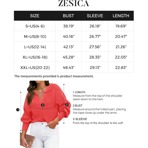 ZESICA Womens 2024 Fall Lapel Collar V Neck Long Sleeve Ribbed Knit Comfy Loose Casual Pullover Sweater Jumper TopWatermelon