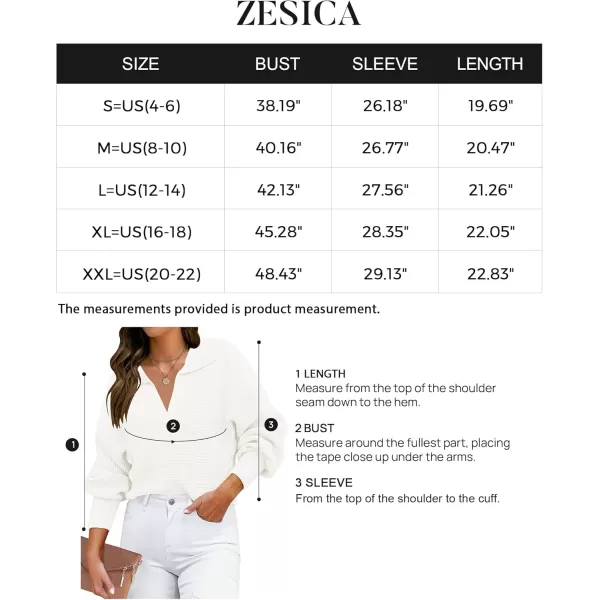 ZESICA Womens 2024 Fall Lapel Collar V Neck Long Sleeve Ribbed Knit Comfy Loose Casual Pullover Sweater Jumper TopWhite