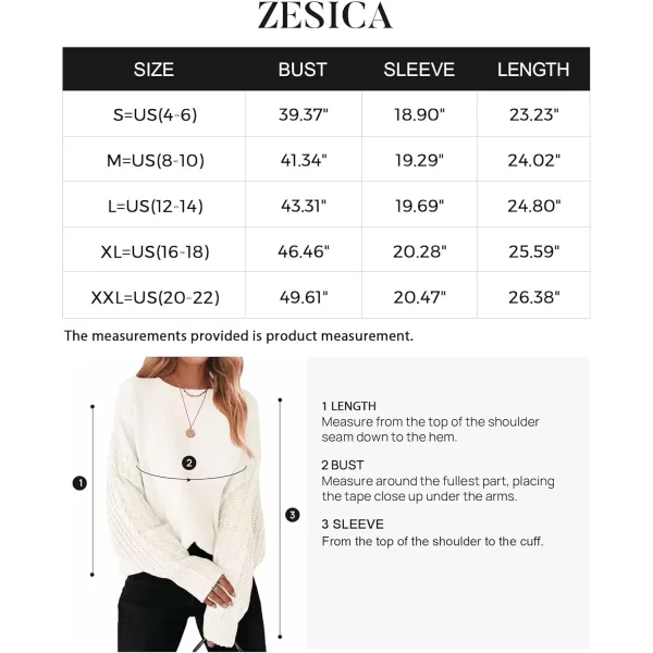 ZESICA Womens 2024 Fall Long Sleeve Crew Neck Solid Color Cable Knit Chunky Casual Oversized Pullover Sweater TopsBeige