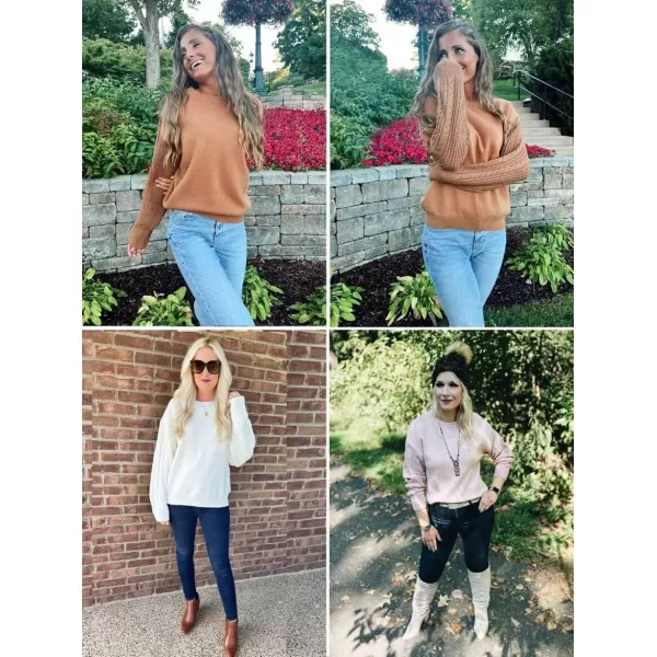 ZESICA Womens 2024 Fall Long Sleeve Crew Neck Solid Color Cable Knit Chunky Casual Oversized Pullover Sweater TopsForestgreen