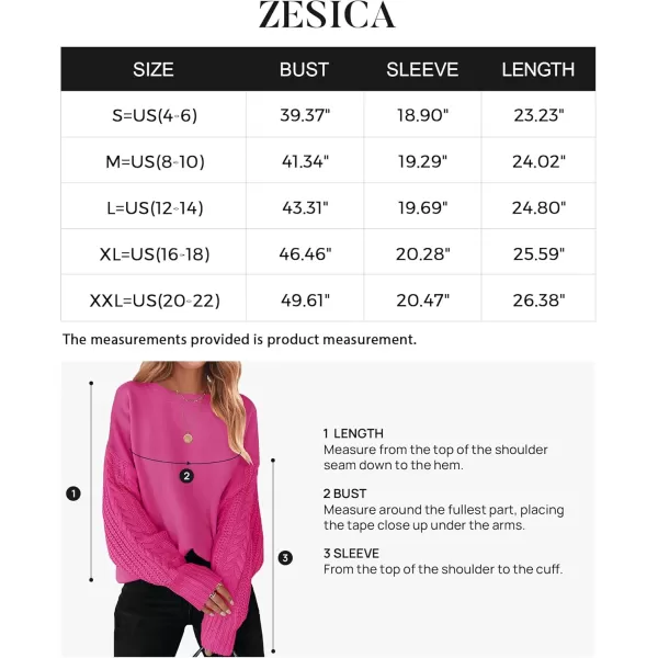ZESICA Womens 2024 Fall Long Sleeve Crew Neck Solid Color Cable Knit Chunky Casual Oversized Pullover Sweater TopsRose