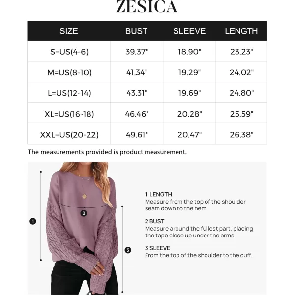 ZESICA Womens 2024 Fall Long Sleeve Crew Neck Solid Color Cable Knit Chunky Casual Oversized Pullover Sweater TopsTaro
