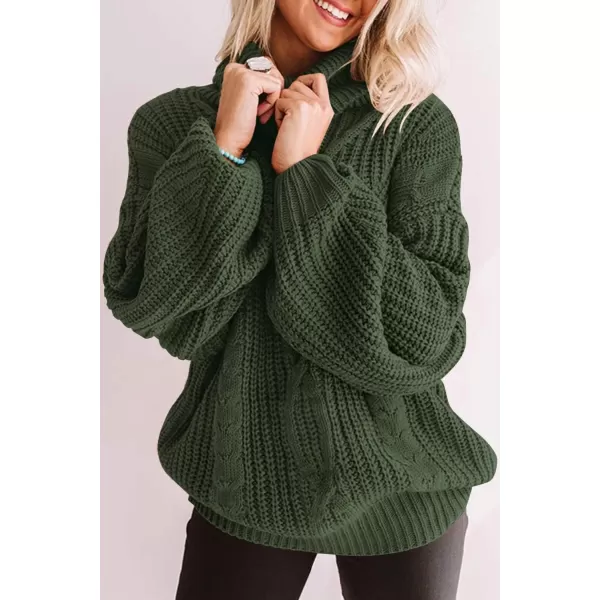 ZESICA Womens 2024 Fall Long Sleeve Turtleneck Chunky Knit Loose Oversized Sweater Pullover Jumper TopsArmygreen